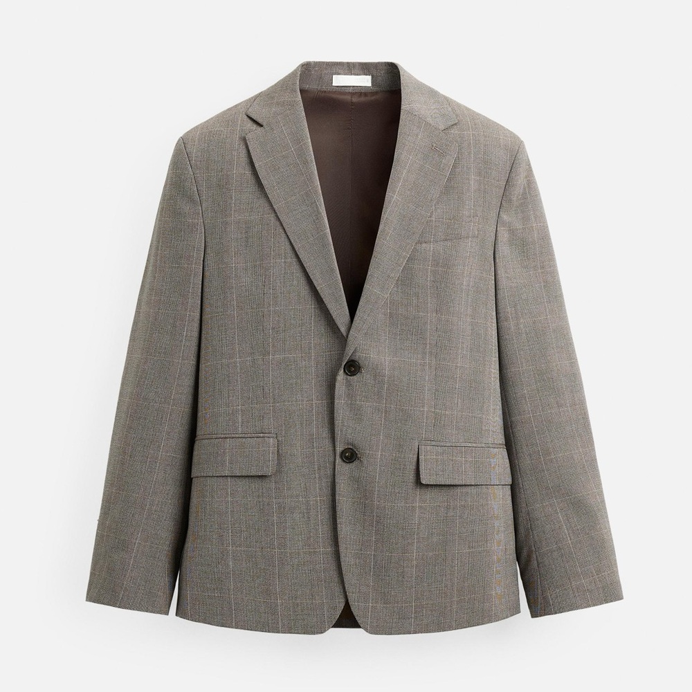 Zara Wool Plaid Blazer Suit Jacket Men’s Size 48 Gray NWT